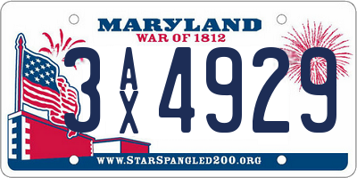 MD license plate 3AX4929
