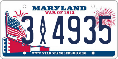 MD license plate 3AX4935