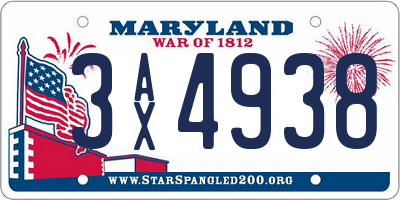 MD license plate 3AX4938