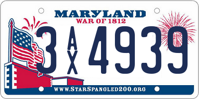 MD license plate 3AX4939