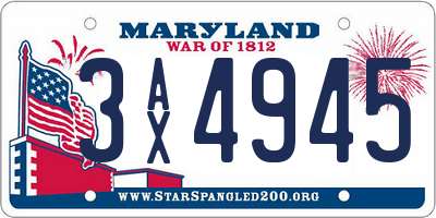 MD license plate 3AX4945