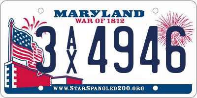 MD license plate 3AX4946