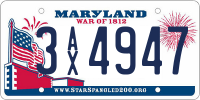MD license plate 3AX4947