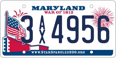 MD license plate 3AX4956