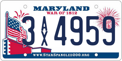 MD license plate 3AX4959