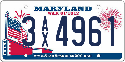 MD license plate 3AX4961