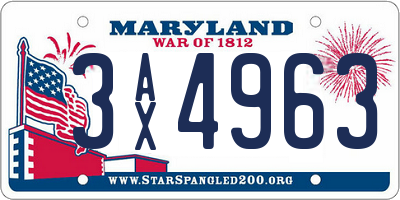 MD license plate 3AX4963