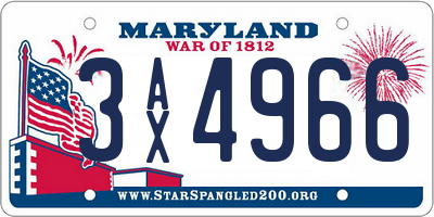 MD license plate 3AX4966