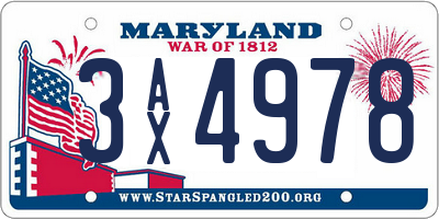 MD license plate 3AX4978
