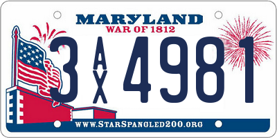 MD license plate 3AX4981
