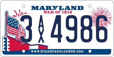 MD license plate 3AX4986