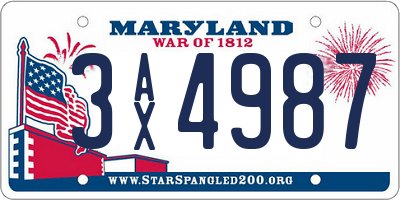 MD license plate 3AX4987