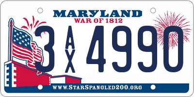 MD license plate 3AX4990