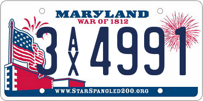 MD license plate 3AX4991