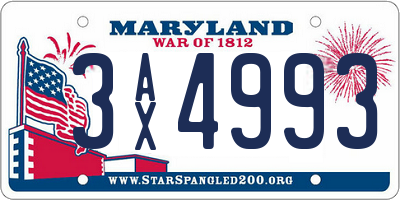 MD license plate 3AX4993