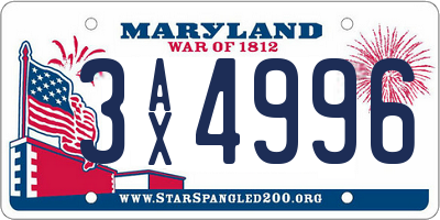 MD license plate 3AX4996