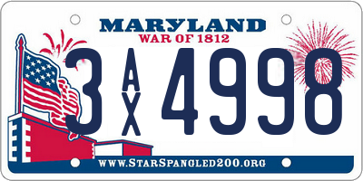 MD license plate 3AX4998