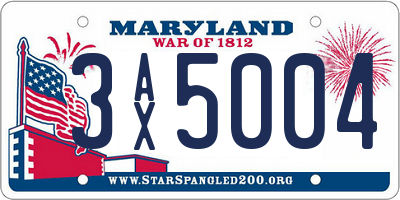 MD license plate 3AX5004