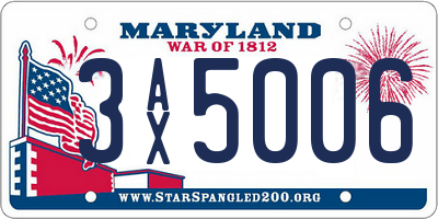 MD license plate 3AX5006