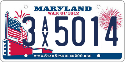 MD license plate 3AX5014