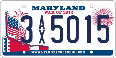 MD license plate 3AX5015
