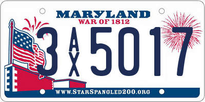 MD license plate 3AX5017