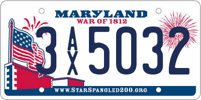 MD license plate 3AX5032