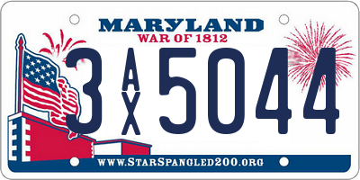 MD license plate 3AX5044