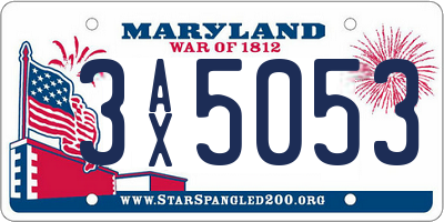 MD license plate 3AX5053