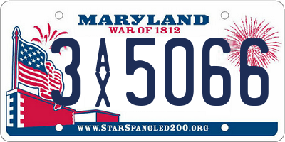 MD license plate 3AX5066