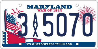 MD license plate 3AX5070