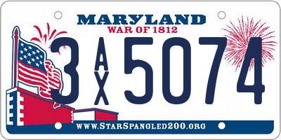 MD license plate 3AX5074