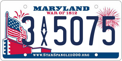 MD license plate 3AX5075