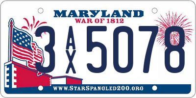 MD license plate 3AX5078