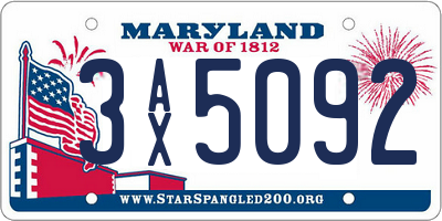 MD license plate 3AX5092