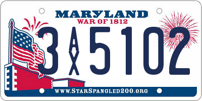 MD license plate 3AX5102
