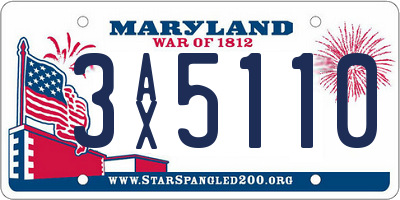 MD license plate 3AX5110