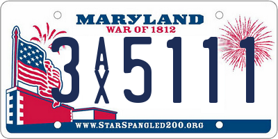 MD license plate 3AX5111