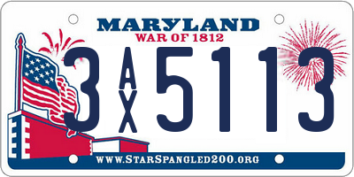 MD license plate 3AX5113