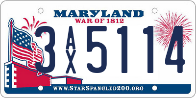 MD license plate 3AX5114