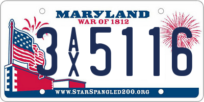MD license plate 3AX5116