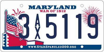 MD license plate 3AX5119