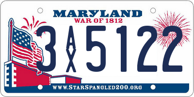 MD license plate 3AX5122