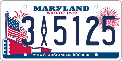 MD license plate 3AX5125