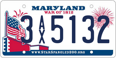 MD license plate 3AX5132
