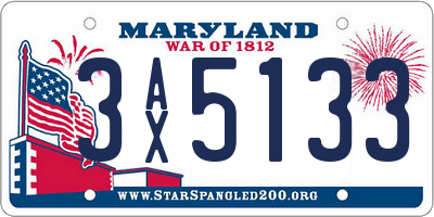 MD license plate 3AX5133