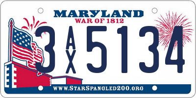 MD license plate 3AX5134