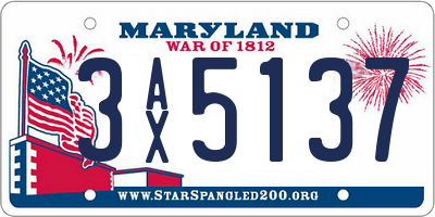 MD license plate 3AX5137