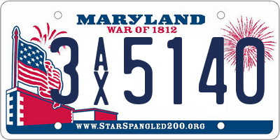 MD license plate 3AX5140