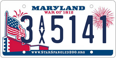 MD license plate 3AX5141